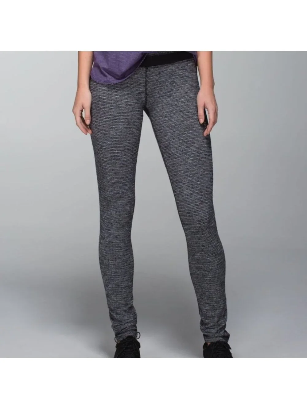 Lululemon Skinny Groove Pant Coco Pique Black / Black EUC